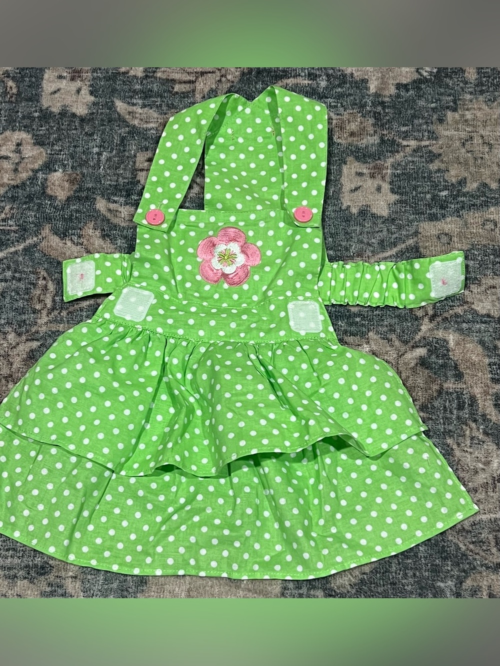 Smoochie Pooch by SimplyShe Green Polka Dot Dog Apron Dress size M - Picture 2 of 6